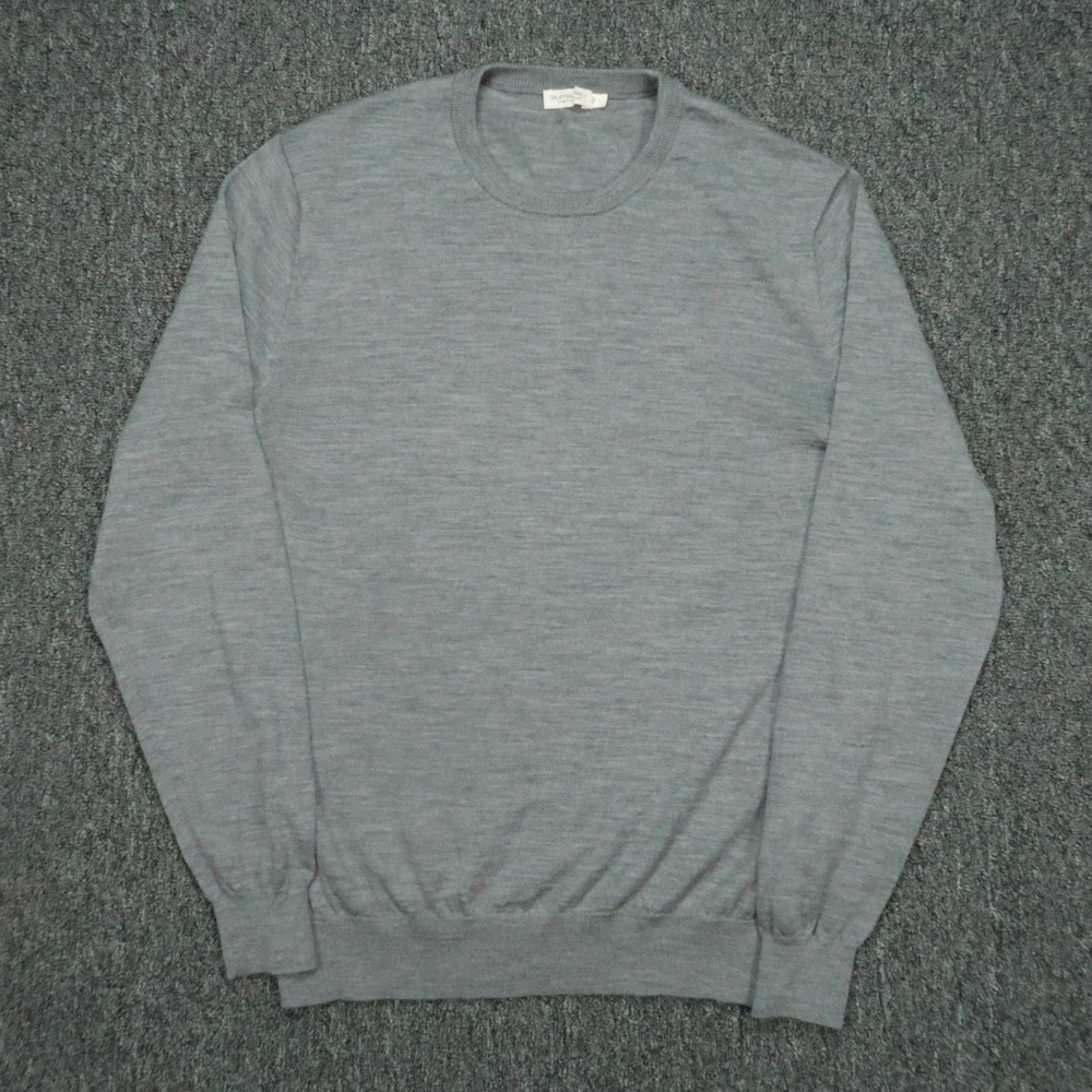 Suitsupply Sweater Mens Large Gray Merino‎ Wool Pullover Crew Long Sleeve